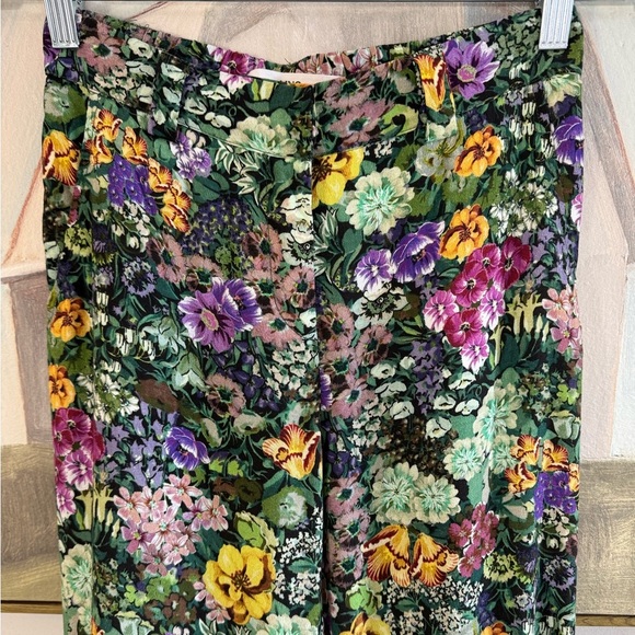 MNG Mango Tropical Floral Pants Emerald Green Birds of Paradise Size Small - Picture 6 of 12